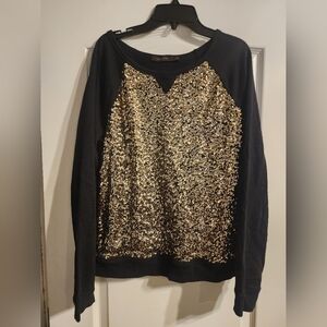THE LIMITED Women's Black Sweater with Gold Sequin Front | Size Medium